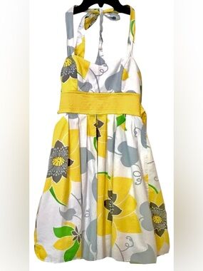 City Triangles Womens Jr. 5 Halter Floral Print Dress Padded Bust Empire Waist